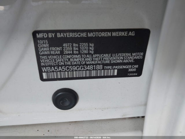 Продажа на аукционе авто 2016 Bmw 528i, vin: WBA5A5C59GG348188, номер лота: 45882722