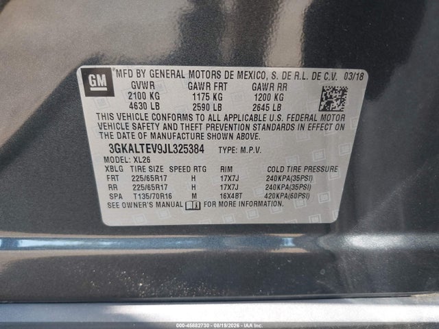 Продаж на аукціоні авто 2018 Gmc Terrain Sle, vin: 3GKALTEV9JL325384, номер лоту: 45882730