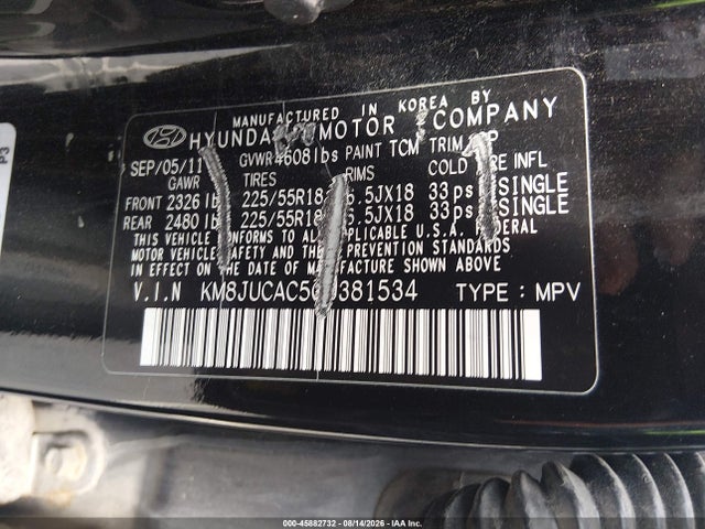 Aukcja sprzedaży 2012 Hyundai Tucson Limited, vin: KM8JUCAC5CU381534, numer aukcji: 45882732