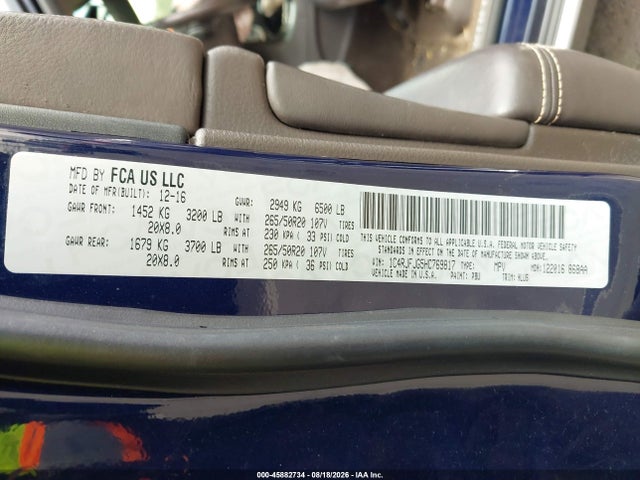 Продаж на аукціоні авто 2017 Jeep Grand Cherokee Summit, vin: 1C4RJFJG5HC769817, номер лоту: 45882734