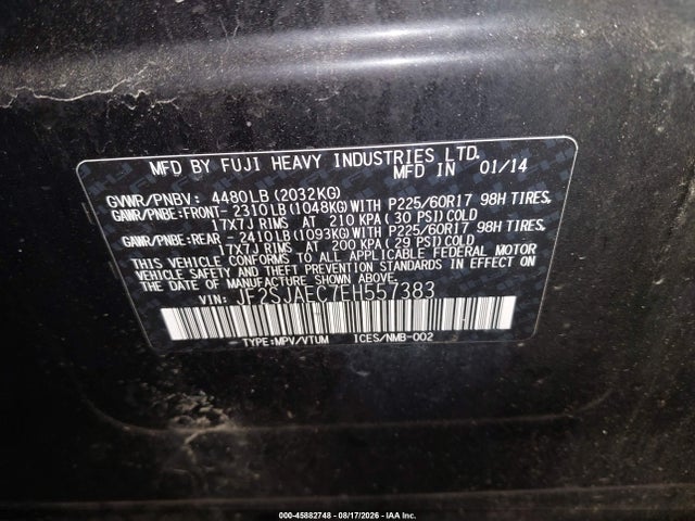 Aukcja sprzedaży 2014 Subaru Forester 2.5i Premium, vin: JF2SJAEC7EH557383, numer aukcji: 45882748