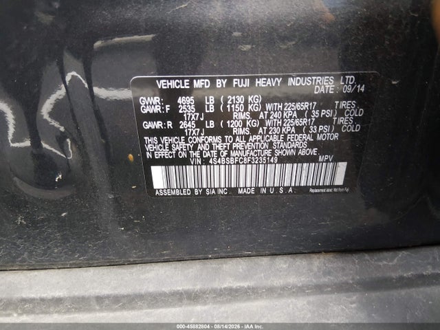 Продажа на аукционе авто 2015 Subaru Outback 2.5i Premium, vin: 4S4BSBFC8F3235149, номер лота: 45882804
