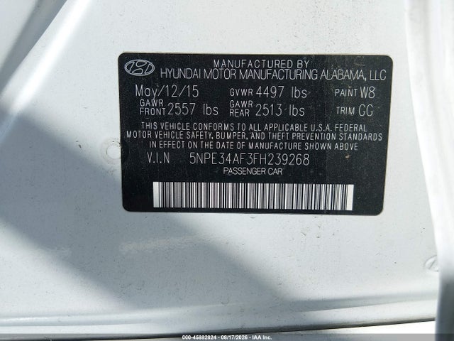 Hyundai Sonata Limited 2015 5NPE34AF3FH239268 Image 9