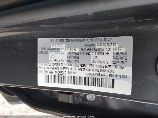 Aukcja sprzedaży 2021 Mazda Cx-30 Select, vin: 3MVDMBBL7MM255917, numer aukcji: 45882856