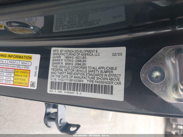 Honda ACCORD EX 2023 1HGCY1F38PA005806 Image 9