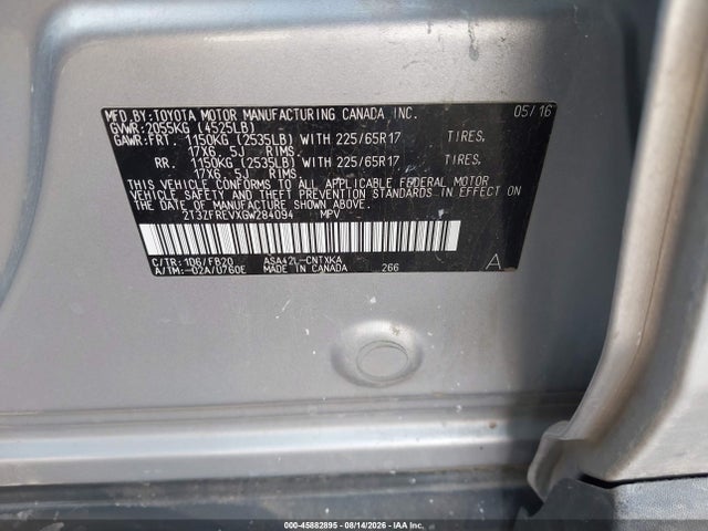 Продажа на аукционе авто 2016 Toyota Rav4 Le, vin: 2T3ZFREVXGW284094, номер лота: 45882895