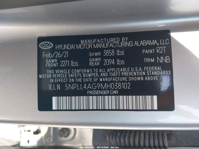 Hyundai ELANTRA SE 2021 5NPLL4AG9MH038102 Image 9
