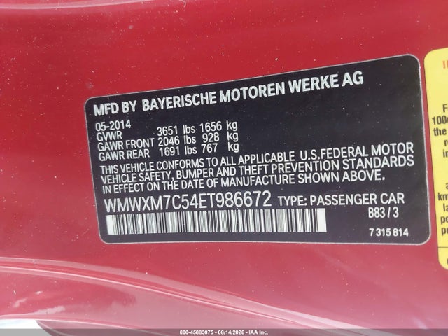 Продаж на аукціоні авто 2014 Mini Hardtop Cooper S, vin: WMWXM7C54ET986672, номер лоту: 45883075