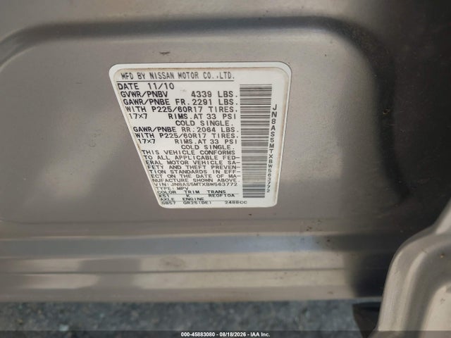 Aukcja sprzedaży 2011 Nissan Rogue Sv, vin: JN8AS5MTXBW563772, numer aukcji: 45883080