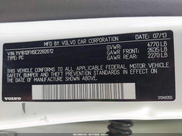 Продажа на аукционе авто 2014 Volvo S60 T5, vin: YV1612FH5E2282612, номер лота: 45883183