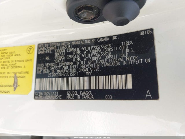 Aukcja sprzedaży 2007 Lexus Rx 350, vin: 2T2GK31U47C015611, numer aukcji: 45883184
