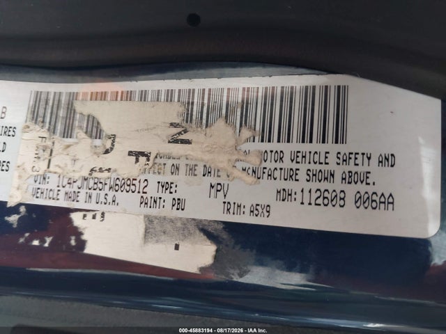 45883194 :رقم المزاد ، 1C4PJMCB5FW609512 vin ، 2015 Jeep Cherokee Latitude مزاد بيع