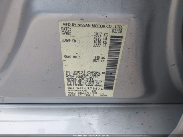 1N4AL3AP1JC178871 Nissan Altima 2.5 Sv