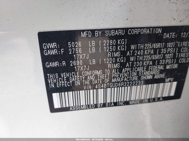 Aukcja sprzedaży 2024 Subaru Outback Wilderness, vin: 4S4BTGUD6R3222233, numer aukcji: 45883243