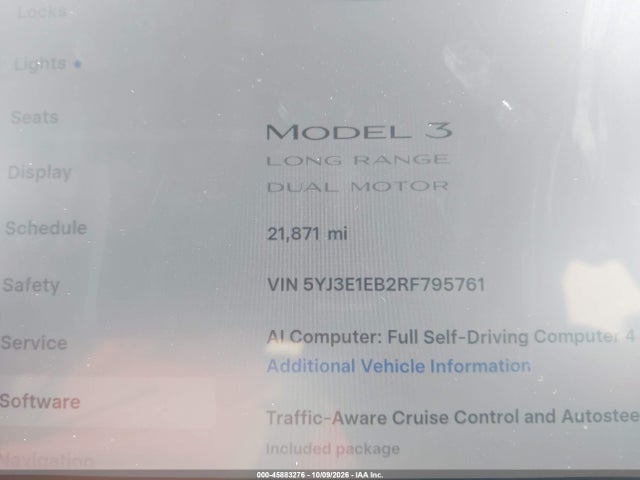 Aukcja sprzedaży 2024 Tesla Model 3 Long Range Dual Motor All-wheel Drive, vin: 5YJ3E1EB2RF795761, numer aukcji: 45883276