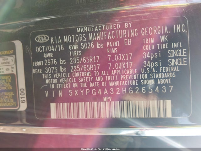 KIA Sorento 2.4l L 2017 5XYPG4A32HG265437 Image 9