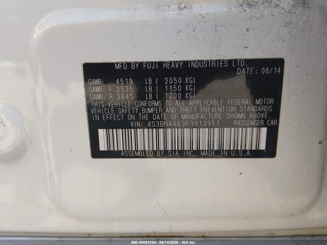 Продаж на аукціоні авто 2015 Subaru Legacy 2.5i, vin: 4S3BNAA63F3013951, номер лоту: 45883334