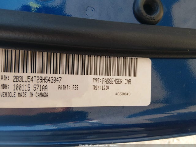 45883401 :رقم المزاد ، 2B3LJ54T29H543047 vin ، 2009 Dodge Challenger R/t مزاد بيع
