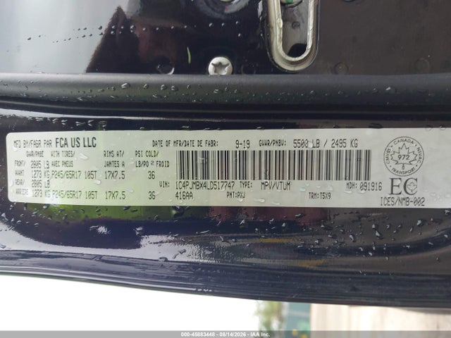 Продажа на аукционе авто 2020 Jeep Cherokee Trailhawk, vin: 1C4PJMBX4LD517747, номер лота: 45883448