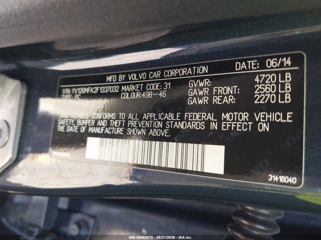 YV126MFK2F1337032 Volvo S60 T5 Premier