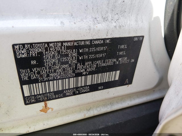 Toyota RAV4 LE 2019 2T3H1RFV3KC022629 Image 9