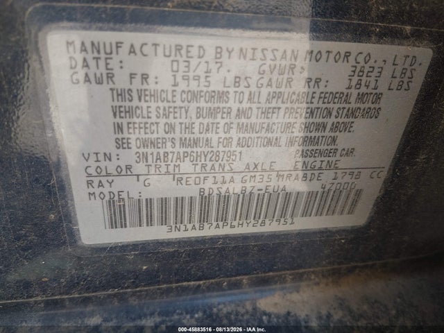 Nissan SENTRA S 2017 3N1AB7AP6HY287951 Image 9
