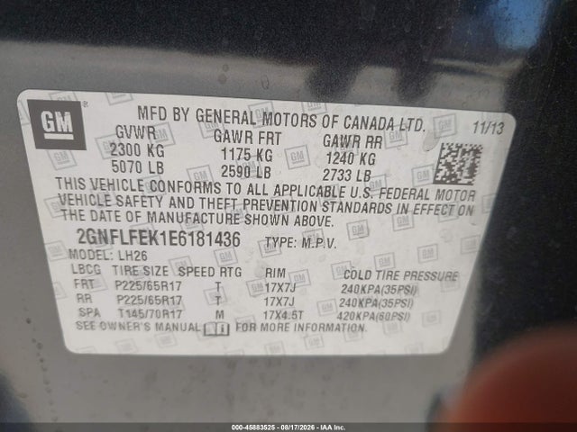 Chevrolet EQUINOX LT 2014 2GNFLFEK1E6181436 Image 9