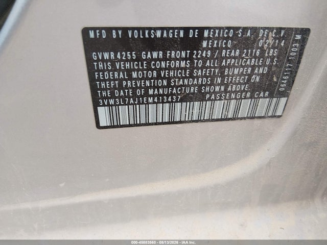 Aukcja sprzedaży 2014 Volkswagen Jetta 2.0l Tdi, vin: 3VW3L7AJ1EM413437, numer aukcji: 45883560