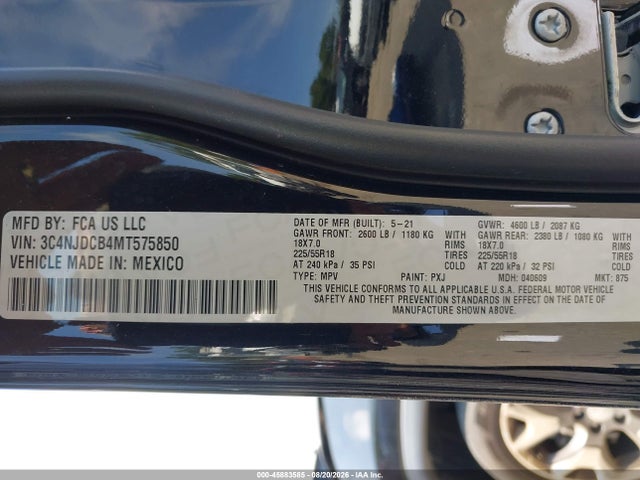 Продажа на аукционе авто 2021 Jeep Compass Limited 4x4, vin: 3C4NJDCB4MT575850, номер лота: 45883585