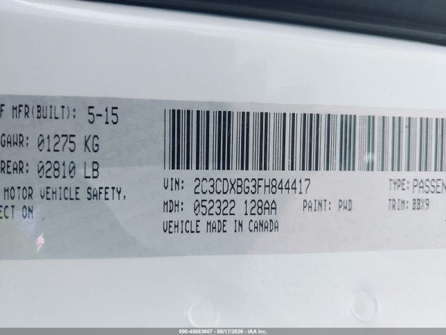 Aukcja sprzedaży 2015 Dodge Charger Se, vin: 2C3CDXBG3FH844417, numer aukcji: 45883607