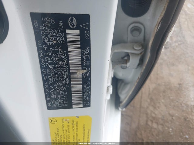Продаж на аукціоні авто 2005 Lexus Es 330, vin: JTHBA30G355090743, номер лоту: 45883653