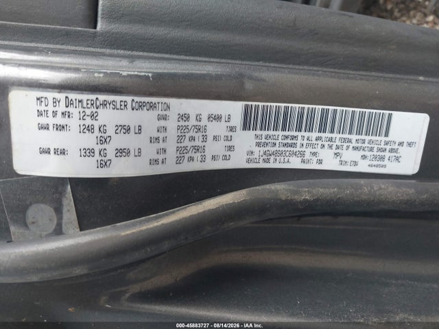 Продаж на аукціоні авто 2003 Jeep Grand Cherokee Laredo, vin: 1J4GW48S03C604266, номер лоту: 45883727
