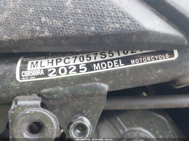 2025 Honda Cbr500 Ra მანქანა იყიდება აუქციონზე, vin: MLHPC7057S5102165, აუქციონის ნომერი: 45883752
