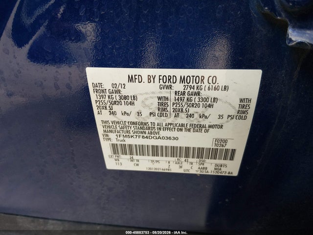 Продаж на аукціоні авто 2013 Ford Explorer Limited, vin: 1FM5K7F84DGA03630, номер лоту: 45883753