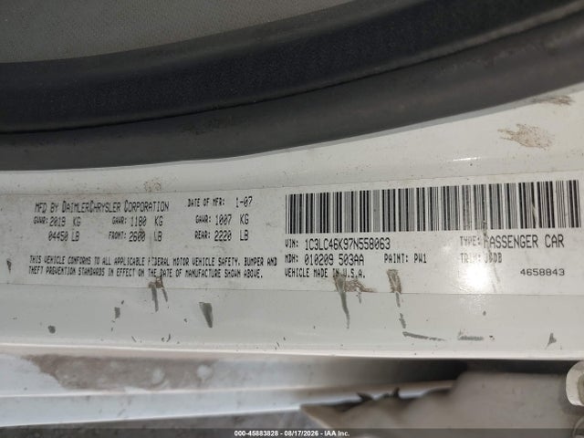 Aukcja sprzedaży 2007 Chrysler Sebring, vin: 1C3LC46K97N558063, numer aukcji: 45883828