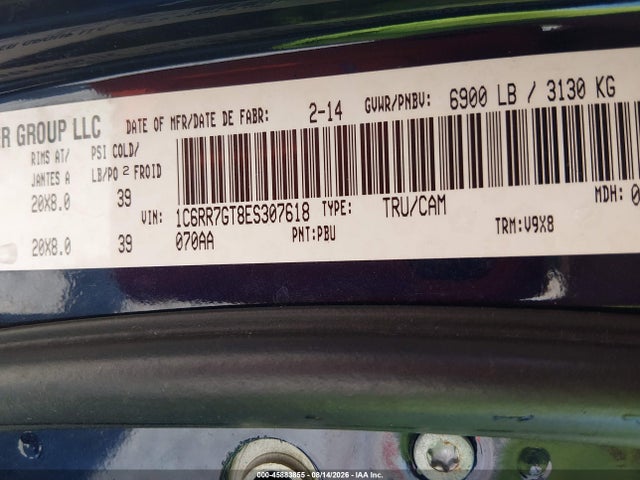 Aukcja sprzedaży 2014 Ram 1500 Slt, vin: 1C6RR7GT8ES307618, numer aukcji: 45883855