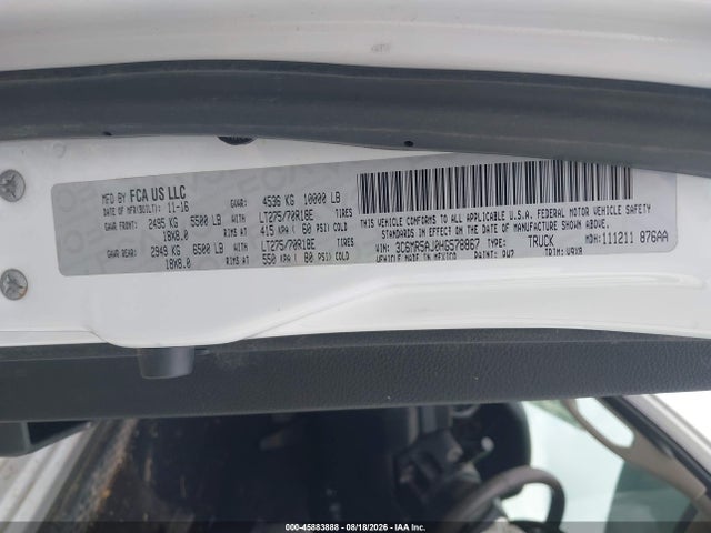 Aukcja sprzedaży 2017 Ram 2500 Tradesman  4x4 8' Box, vin: 3C6MR5AJ0HG578867, numer aukcji: 45883888