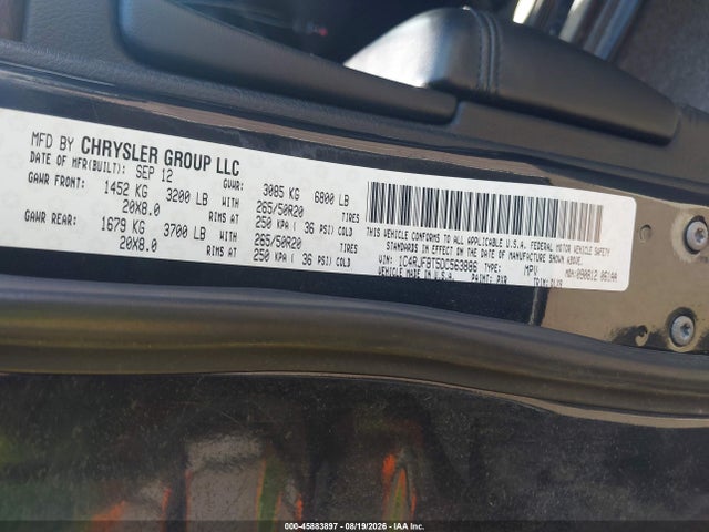45883897 :رقم المزاد ، 1C4RJFBT5DC563886 vin ، 2013 Jeep Grand Cherokee Limited مزاد بيع