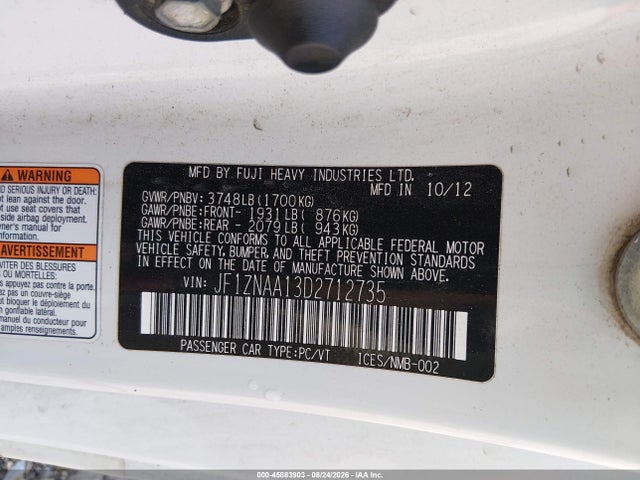 Продажа на аукционе авто 2013 Scion Fr-s, vin: JF1ZNAA13D2712735, номер лота: 45883903
