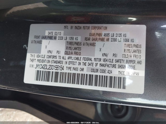 Aukcja sprzedaży 2013 Mazda Mazda5 Grand Touring, vin: JM1CW2DL2D0156154, numer aukcji: 45883904
