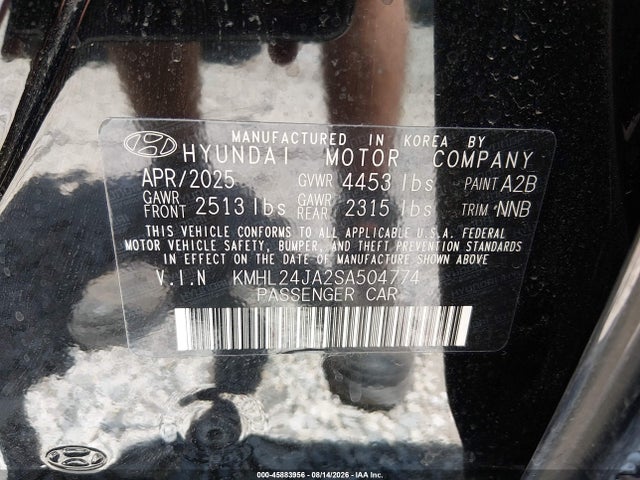 Продажа на аукционе авто 2025 Hyundai Sonata Se, vin: KMHL24JA2SA504774, номер лота: 45883956