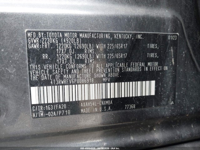 Aukcja sprzedaży 2023 Toyota Rav4 Hybrid Xle, vin: 4T3RWRFV6PU086918, numer aukcji: 45884009