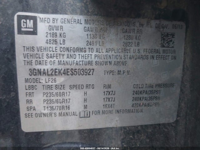 3GNAL2EK4ES503927 Chevrolet Captiva Sport Fleet Ls