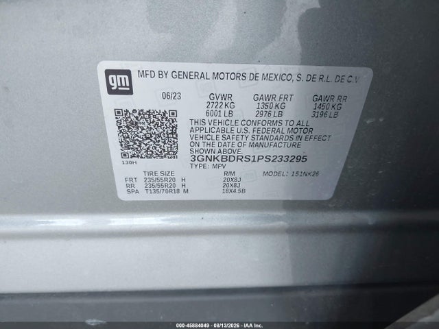 Auction sale of the 2023 Chevrolet Blazer Fwd 3lt, vin: 3GNKBDRS1PS233295, lot number: 45884049