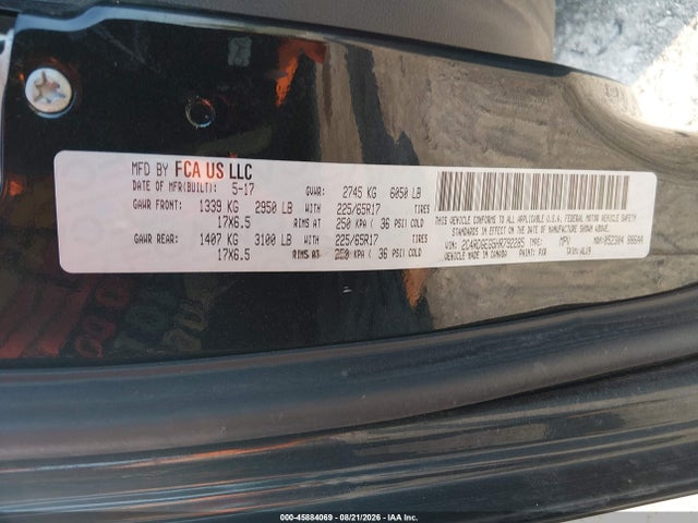 2017 Dodge Grand Caravan Gt მანქანა იყიდება აუქციონზე, vin: 2C4RDGEG5HR792285, აუქციონის ნომერი: 45884069