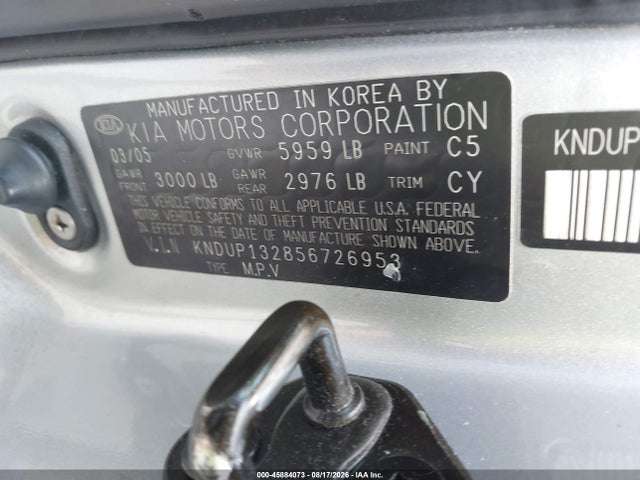 Aukcja sprzedaży 2005 Kia Sedona Ex/lx, vin: KNDUP132856726953, numer aukcji: 45884073