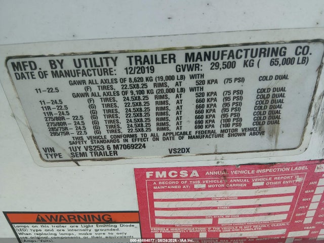 45884077 :رقم المزاد ، 1UYVS2536M7069224 vin ، 2021 Utility Trailer Mfg Unknown مزاد بيع