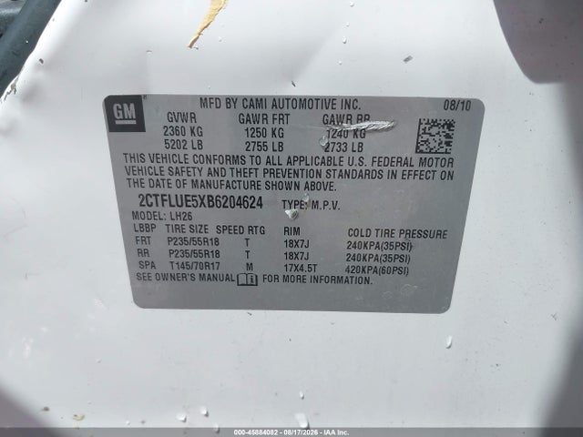 Продаж на аукціоні авто 2011 Gmc Terrain Slt-1, vin: 2CTFLUE5XB6204624, номер лоту: 45884082