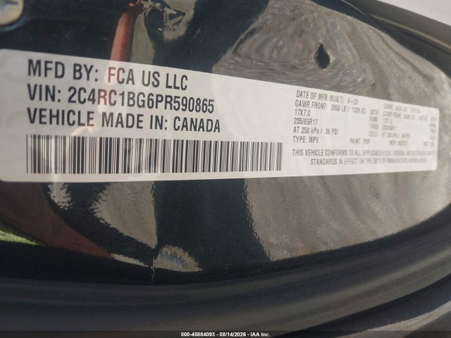 45884093 :رقم المزاد ، 2C4RC1BG6PR590865 vin ، 2023 Chrysler Pacifica Touring L مزاد بيع