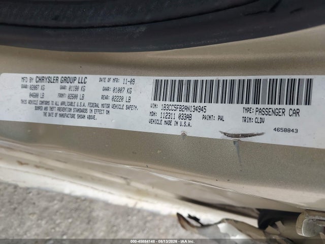 45884148 :رقم المزاد ، 1B3CC5FB2AN134945 vin ، 2010 Dodge Avenger R/t مزاد بيع
